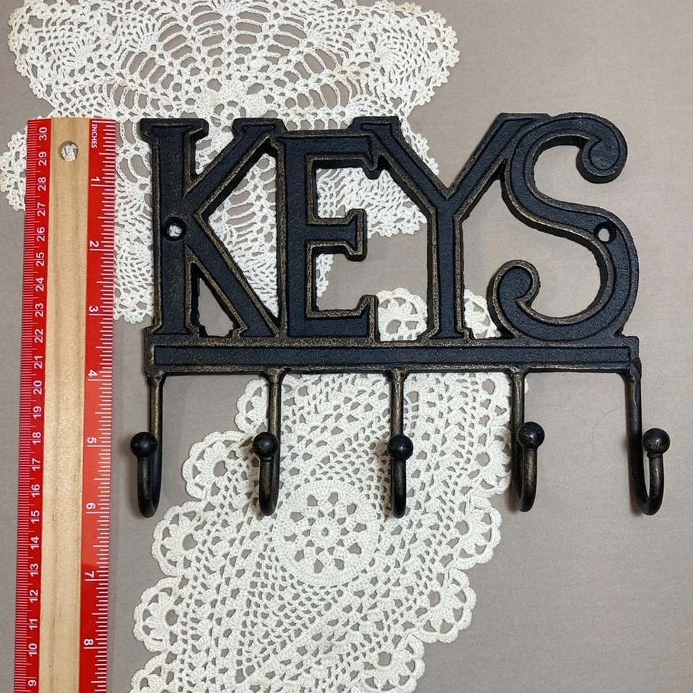 Black Cast Iron Key Holder Wall Decor